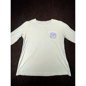 Ron Jon Surf Shop T Shirt Womens Medium Seafoam Blue Pocket Graphic Print Beach‎